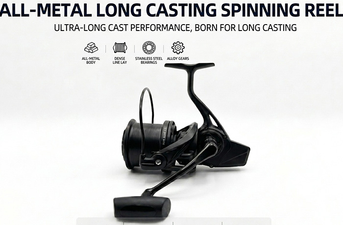 Full metal fishing reel brass gear close-up